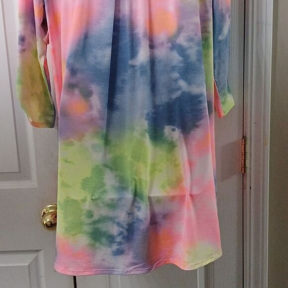 HoneyMe tie dye tunic multicolor blouse spring summer fun blouse Sz XL NWT - Picture 5 of 9